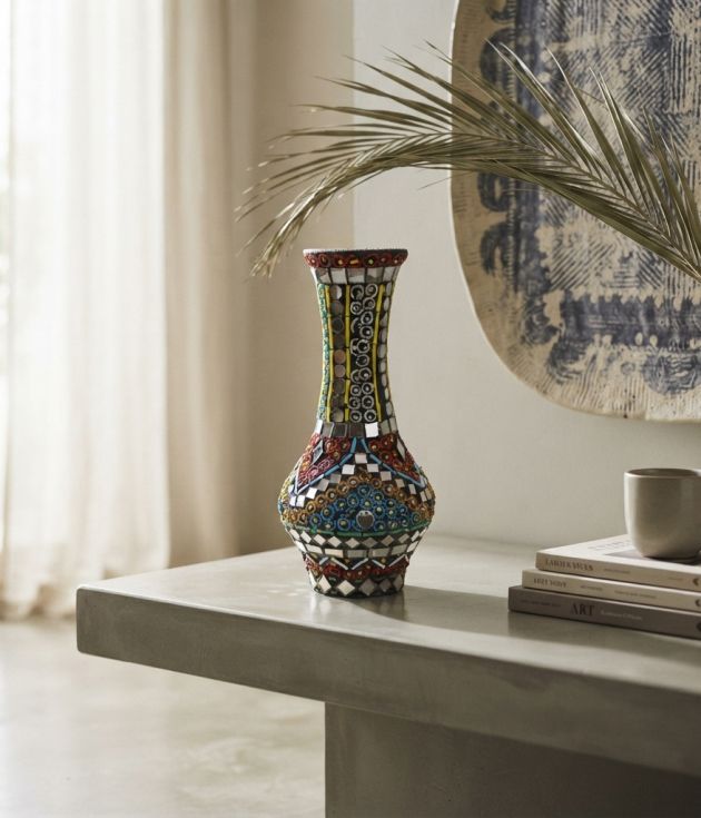 Flower Vase with Mirror Work Large