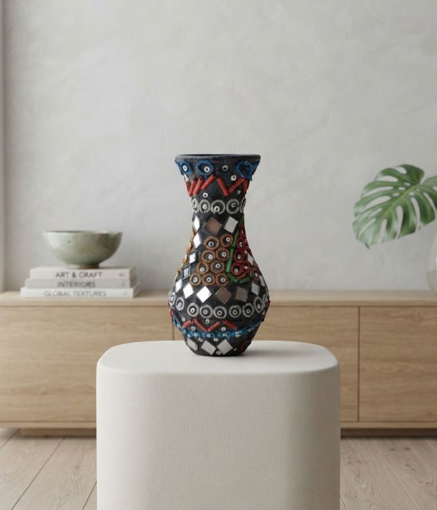 Flower Vase with Mirror Work Medium